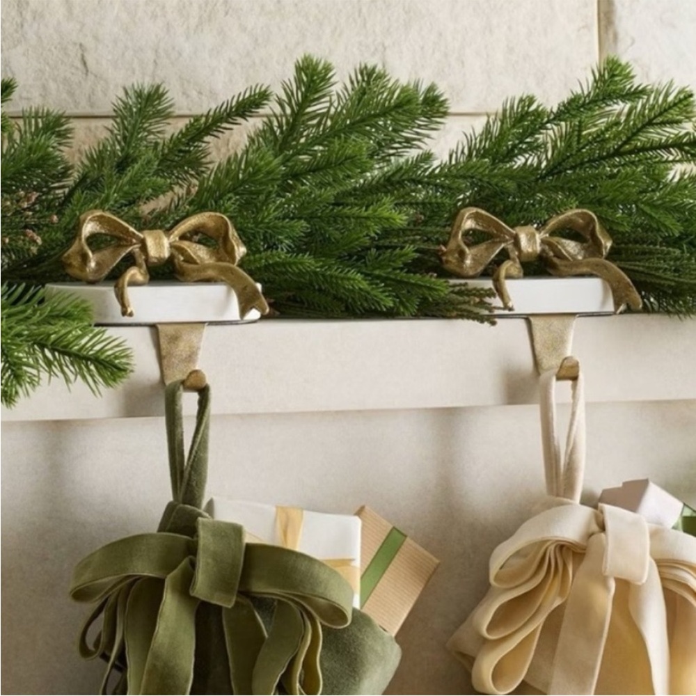 2 | Marble & Metal Bow Christmas Stocking Holder Gold - Threshold Studio McGee